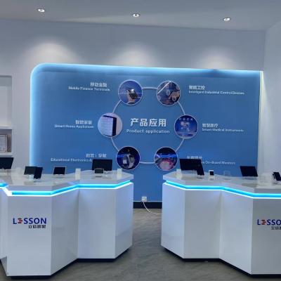 The factory-customized products are applied to the display counters of the customers' products, on which there are some finished products already produced by the customers.